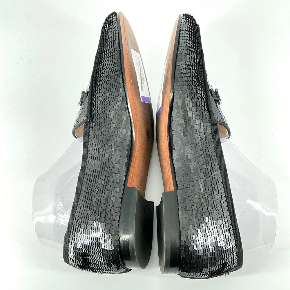 Sam Edelman Size 9 Glam Black Sequin Bit Loafers Womens‎ Loraine Flats Arya